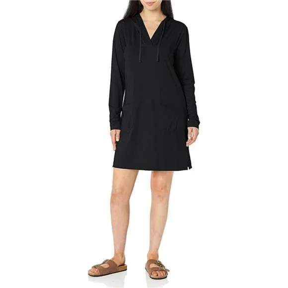Dresses | Womens Upf 5 Beach Coverup Dress Spf Long Sleeve Dress Hooded  With Pockets | Poshmark